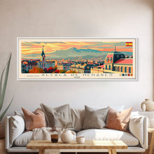 Carregar imagem no visualizador da galeria, Alcalá Spain Travel Art, City Art, Framed Canvas Print or Metal Wall Art, Europe Travel Poster, Panoramic Wall Art, Extra Wide Wall Art

