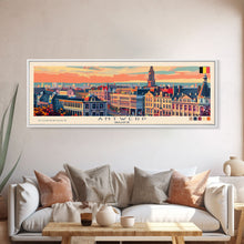 Carregar imagem no visualizador da galeria, Antwerp Belgium Wall Art, Panoramic Travel Poster, Panoramic Framed Canvas Print, City Wall Art, Wall Hanging Home Decor, Travel Art
