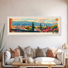 Carregar imagem no visualizador da galeria, Badajoz Spain Wall Art, Panoramic Travel Poster, Panoramic Framed Canvas Print, City Wall Art, Wall Hanging Home Decor, Travel Art
