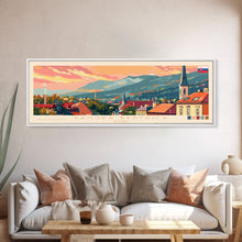 Load image into Gallery viewer, Banska Bystrica Wall Art, Panoramic Travel Poster, Panoramic Framed Canvas Print, City Wall Art, Wall Hanging Home Decor, Travel Art
