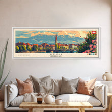 Load image into Gallery viewer, Bern Switzerland Travel Art, City Art, Framed Canvas Print or Metal Wall Art, Europe Travel Poster, Panoramic Wall Art, Extra Wide Wall Art
