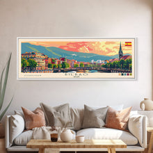 Cargar imagen en el visor de la galería, Bilbao Spain Wall Art, Panoramic Travel Poster, Panoramic Framed Canvas Print, City Wall Art, Wall Hanging Home Decor, Travel Art
