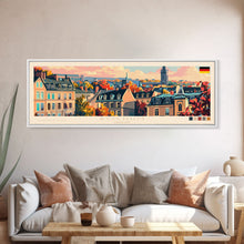 Load image into Gallery viewer, Bochum Germany Panoramic Travel Poster, Framed Canvas Print or Metal Wall Art, Travel Art, Home Decor, Panoramic Painting, Midcentury Art
