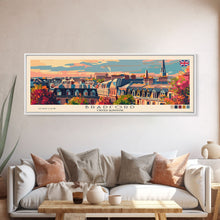 Load image into Gallery viewer, Bradford United Kingdom Travel Print Wall Art, Panoramic City Art, Travel Art, Wall Decor, Vacation Gift, Framed Canvas Print Or Metal Art
