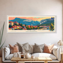 Cargar imagen en el visor de la galería, Cazin Bosnia Travel Art, City Art, Framed Canvas Print or Metal Wall Art, Europe Travel Poster, Panoramic Wall Art, Extra Wide Wall Art
