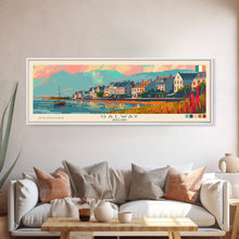Carregar imagem no visualizador da galeria, Galway Ireland Panoramic Travel Poster, Framed Canvas Print or Metal Wall Art, Travel Art, Home Decor, Panoramic Painting, Midcentury Art
