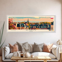 Carregar imagem no visualizador da galeria, Gliwice Poland Panoramic Travel Poster, Framed Canvas Print or Metal Wall Art, Travel Art, Home Decor, Panoramic Painting, Midcentury Art
