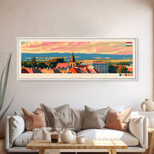 Load image into Gallery viewer, Szolnok Hungary Wall Art, Panoramic Travel Poster, Panoramic Framed Canvas Print, City Wall Art, Wall Hanging Home Decor, Travel Art
