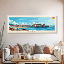 Carregar imagem no visualizador da galeria, A Coruńa Spain Travel Art, City Art, Framed Canvas Print or Metal Wall Art, Europe Travel Poster, Panoramic Wall Art, Extra Wide Wall Art
