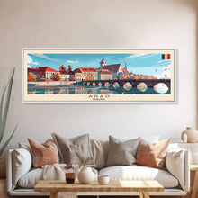 Carregar imagem no visualizador da galeria, Arad Romania Travel Art, City Art, Framed Canvas Print or Metal Wall Art, Europe Travel Poster, Panoramic Wall Art, Extra Wide Wall Art
