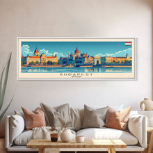 Carregar imagem no visualizador da galeria, Budapest Hungary Travel Art, City Art, Framed Canvas Print or Metal Wall Art, Europe Travel Poster, Panoramic Wall Art, Extra Wide Wall Art

