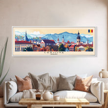 Load image into Gallery viewer, Craiova Romania Travel Print Wall Art, Panoramic City Art, Travel Art, Wall Decor, Vacation Gift, Framed Canvas Print Or Metal Art
