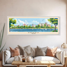 Load image into Gallery viewer, Dnipro Ukraine Wall Art, Panoramic Travel Poster, Panoramic Framed Canvas Print, City Wall Art, Wall Hanging Home Decor, Travel Art

