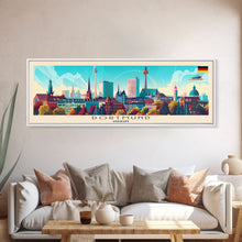 Load image into Gallery viewer, Dortmund Germany Wall Art, Panoramic Travel Poster, Panoramic Framed Canvas Print, City Wall Art, Wall Hanging Home Decor, Travel Art
