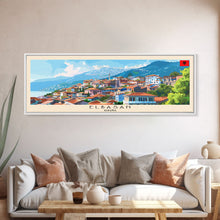 Load image into Gallery viewer, Elbasan Albania Travel Print Wall Art, Panoramic City Art, Travel Art, Wall Decor, Vacation Gift, Framed Canvas Print Or Metal Art
