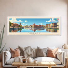 Load image into Gallery viewer, Ferrara Italy Travel Art, City Art, Framed Canvas Print or Metal Wall Art, Europe Travel Poster, Panoramic Wall Art, Extra Wide Wall Art
