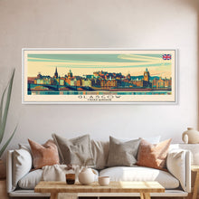 Carregar imagem no visualizador da galeria, Glasgow United Kingdom Travel Art, City Art, Framed Canvas Print or Metal Wall Art, Europe Travel Poster, Panoramic Wall Art, Extra Wide Wall Art
