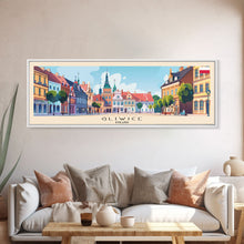 Carregar imagem no visualizador da galeria, Gliwice Poland Panoramic Travel Poster, Framed Canvas Print or Metal Wall Art, Travel Art, Home Decor, Panoramic Painting, Midcentury Art
