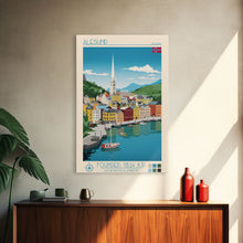 Carregar imagem no visualizador da galeria, Ålesund Norway Travel Poster Framed Canvas Print, Midcentury Modern Art, Pop Art Wall Decor, Living Room Art, Scenic Wall Art

