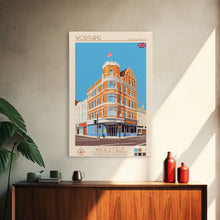 Carregar imagem no visualizador da galeria, Worthing United Kingdom Travel Poster Framed Canvas Print, Midcentury Modern Art, Pop Art Wall Decor, Living Room Art, Home Decoration

