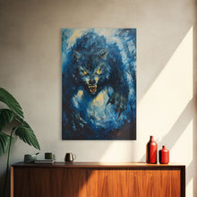 Load image into Gallery viewer, Ferocious Werewolf Growling in Forest | Halloween Wall Art | Spooky Home Decor | Creepy Werewolf Howling Painting | Framed Canvas Print
