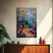 Load image into Gallery viewer, Eerie Moonlit Cemetery Framed Canvas Print, Halloween, Haunted Graveyard Wall Art, Gothic Horror Decor, Spooky Artwork, Framed Canvas Print
