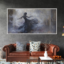 Carregar imagem no visualizador da galeria, Ballerina Dancing In The Fog, Framed Canvas Print, Halloween Decor, Macabre Dark Academia Wall Art
