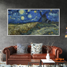 Load image into Gallery viewer, Starry Night Inspired Haunted Wind Mill, Framed Canvas Print, Spooky Halloween Wall Art
