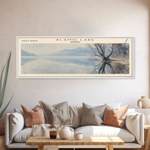 Carregar imagem no visualizador da galeria, Alamo Lake Arizona Panoramic Framed Canvas Print, Lake House Decor, Minimalist Art, Travel Poster, Wood Wall Art, Scenic Painting
