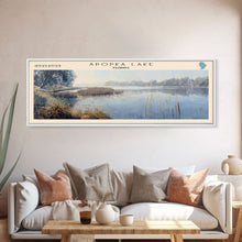 Load image into Gallery viewer, Apopka Lake Panoramic Framed Canvas Print, Lake House Art, Vintage Style, Travel Poster, Nature Scene, Scenic Artwork
