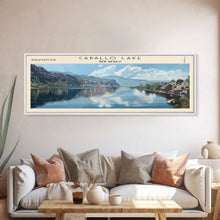 Carregar imagem no visualizador da galeria, Caballo Lake New Mexico Framed Canvas Print, Lake House Art, Panoramic Wall Art, Travel Poster, Modern Lake Painting, Home Decor
