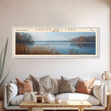Carregar imagem no visualizador da galeria, Cagles Mill Lake Indiana Framed Canvas Print, Lake House Art, Panoramic Travel Poster, Wall Art, Modern Lake Painting, Home Decor
