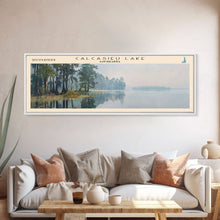 Carregar imagem no visualizador da galeria, Calcasieu Lake Framed Canvas Print, Lake House Art, Panoramic Wall Art, Travel Poster, Minimalist Lake Painting, Home Decor
