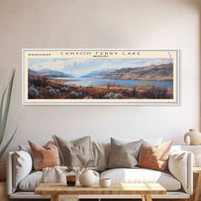 Carregar imagem no visualizador da galeria, Canyon Ferry Lake Framed Canvas Print, Panoramic Lake House Decor, Wall Art, Travel Poster, Modern Lake Painting, Home Decor
