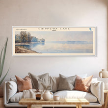 Cargar imagen en el visor de la galería, Chippewa Lake Ohio Framed Canvas Print, Lake House Decor, Panoramic Wide Art, Travel Poster, Modern Lake Painting, Nature Art
