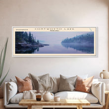 Cargar imagen en el visor de la galería, Contwoyto Lake Framed Canvas Print, Lake House Decor, Panoramic Wide Art, Travel Poster, Rustic Lake Painting, Home Decor
