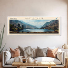 Cargar imagen en el visor de la galería, Convict Lake California Framed Canvas Print, Lake House Art, Panoramic Wide Art, Travel Poster, Modern Lake Painting, Nature Art
