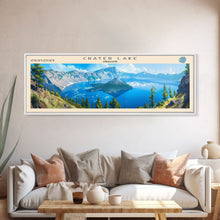Load image into Gallery viewer, Crab Orchard Lake Illinois Framed Canvas Print, Lake House Art, Panoramic Wide Art, Travel Poster, Modern Lake Painting, Nature Art
