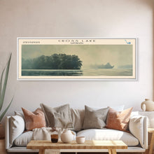 Load image into Gallery viewer, Cross Lake Louisiana Framed Canvas Print, Panoramic Lake House Decor, Wall Art, Travel Poster, Rustic Lake Painting, Nature Art
