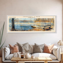Load image into Gallery viewer, Cross Lake Louisiana Framed Canvas Print, Panoramic Lake House Decor, Wall Art, Travel Poster, Rustic Lake Painting, Nature Art
