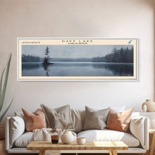 Load image into Gallery viewer, Davy Lake Framed Canvas Print, Lake House Decor, Panoramic Wall Art, Travel Poster, Rustic Lake Painting, Home Decor
