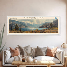 Load image into Gallery viewer, Dubawnt Lake Panoramic Framed Canvas Print, Lake House Decor, Wall Art, Travel Poster, Modern Lake Painting, Nature Art
