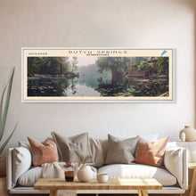 Load image into Gallery viewer, Dutch Springs Pennsylvania Framed Canvas Print, Lake House Art, Panoramic Wall Art, Travel Poster, Rustic Lake Painting, Home Decor
