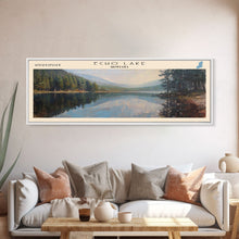 Load image into Gallery viewer, Echo Lake Montana Framed Canvas Print, Panoramic Lake House Decor, Wall Art, Travel Poster, Modern Lake Painting, Nature Art
