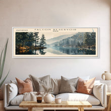 Carregar imagem no visualizador da galeria, Falcon International Reservoir Framed Canvas Print, Lake House Decor, Panoramic Wall Art, Travel Poster, Modern Lake Painting, Nature Art
