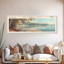 Cargar imagen en el visor de la galería, Fellows Lake Missouri Framed Canvas Print, Lake House Decor, Panoramic Wall Art, Travel Poster, Rustic Lake Painting, Home Decor
