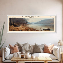 Cargar imagen en el visor de la galería, Fishtrap Lake Kentucky Framed Canvas Print, Lake House Art, Panoramic Wall Art, Travel Poster, Serene Lake Painting, Home Decor
