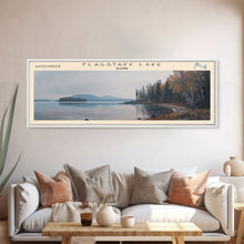 Cargar imagen en el visor de la galería, Flagstaff Lake Maine Framed Canvas Print, Panoramic Lake House Decor, Wall Art, Travel Poster, Peaceful Lake Painting, Nature Art
