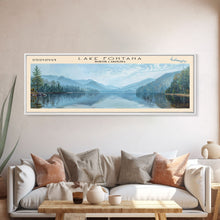 Load image into Gallery viewer, Lake Fontana North Carolina Framed Canvas Print, Lake House Decor, Panoramic Wall Art, Travel Poster, Beautiful Lake Painting, Home Art
