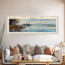 Load image into Gallery viewer, Table Rock Lake Missouri Panoramic Wall Art, Framed Canvas Print, Lake House Decor, Travel Poster, Beautiful Lake Scene, Living Room Decor
